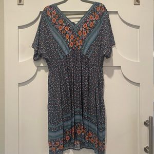 Blue floral dress with open back